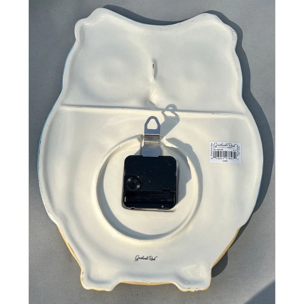 Owl Wall Clock Ceramic Cabin Country Bird Nature Farmhouse Cottagecore Grassland